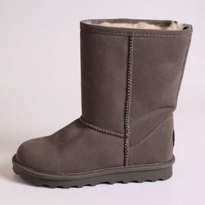 Womens 9.5M Bearpaw Elle Shearling Charcoal Gray Short Suede Leather Boots NEW